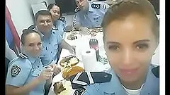 Blue eyed beauty sucks a hard cock close up in an office