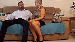 Short haired mature granny Savana pounded doggy style by a fat cock