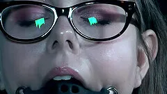 Nerdy brunette teen whore Shae Celestine loves being tied up