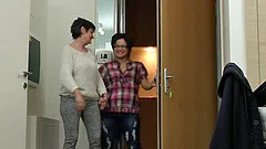 Short haired mature MILF lesbian couple Evalyne and Karina W.