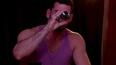 Short teen gay dude with glasses gets a facial cumshot from a stranger