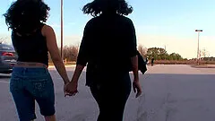 Ebony teen lesbian couple in jeans Secret and Heaven Li