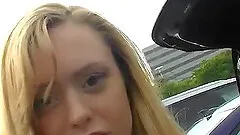 Blonde teen babe Lucy Tyler pounded hardcore in a car