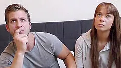 Chick satisfies hunter to the full in front of poor cuckold