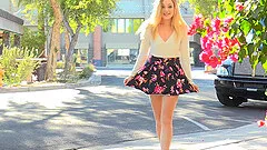 Blonde amateur MILF Winter takes off her summer dress in public