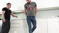 Teen gay couple take a shower together after a wild fuck