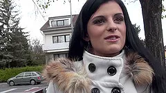 Dark haired babe Alice gets a hardcore doggy style fuck in a car