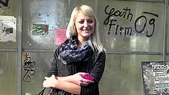 Busty blonde teen Katy picked up on the street and fucked in a car