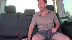 Hardcore pussy fuck and a cumshot for brunette Ellie in a car