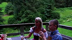 Outdoor blowjob and doggy fuck with MILF blonde Julia Pink