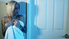 Inked slut Bonnie Rotten rough fucked by a burglar at her house