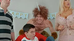 Blonde MILF nympho Rebecca More pounded rough on the kitchen counter