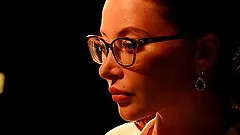 Nerdy high class MILF Anna Polina pounded doggy style in a skirt