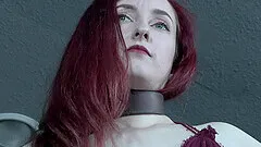 Skinny pale redhead Penny Lay gets a kick out of being abused and tied