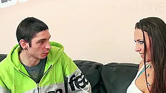 Hardcore doggy style fuck on the casting couch for Mea Melone in heels