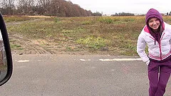 Hardcore pussy pounding in a car with brunette babe Gina