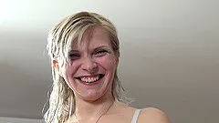 Long haired blonde MILF Barbara Nova gets on her knees for a cumshot