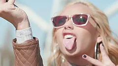 Trendy blonde Veronica Leal gets cum on face from a big black cock