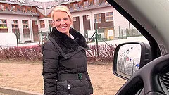 nerdy blonde MILF Luci gets penetrated hardcore in a car