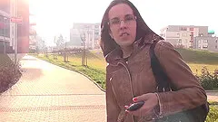 Angel sucks a cock and balls in a car and gets a huge cumshot