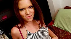 Office close up POV blowjob from brunette teen Stacey Levine