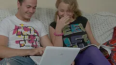 Busty babe in spandex Rose C sprayed with cum on face