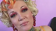 Cuckold licks cum off of Candy Monroe after she got fucked hardcore