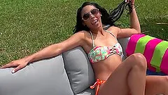 Ebony teen slut Nia Nixon gets cum all over her small tits