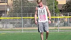 Sporty blonde teen gay dude pounded hardcore outdoors