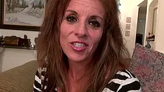 Skinny mature brunette slut Vivianne M. pounds herself with a dildo