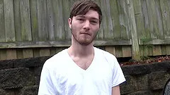 Teen white gay guy strokes and fucks his boyfriends cock in a car