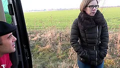 Brunette teen Sasha picked up to get fucked in a car