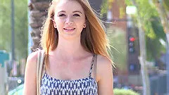 Shy and cute blonde teen Kenzi flashes her pussy in public