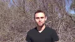 Tattooed teen gay Jason sucks cock outdoors during a hike