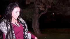 Slender tattooed babe Lola gets her pussy pounded hard in a car