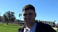 Sporty gay teen guy Damien picked up after soccer practice to fuck