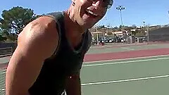Sporty amateur blonde MILF Katie Kush rides cock after a workout