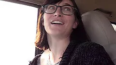 Nerdy teen brunette Rachel rides a hard cock and gets a cum shot