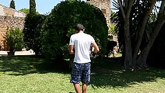 Hardcore outdoor doggy style fuck with people watching Mea Melone