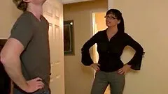Angie Nior is super mad ad her son so she gives him a blowjob as punishment