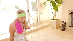 Sporty yoga babe Maddy O'Reilly loves riding cock after a workout