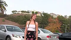 Teen blonde slut Blair Williams eats cum after an outdoor fuck