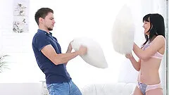 Pillow Fight Turns into Romantic Sex with Adorable Teen Tetti Dew Korti
