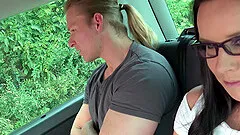Wendy fucks on the back seat and gets her big ass cum glazed
