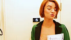 Skinny brunette teen Alicia Poz swallows cum from a big black cock