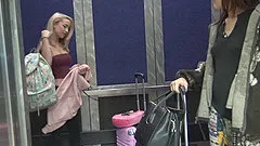 Teen lesbian couple Paisley and Sabina trying out new clothes