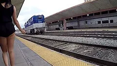 Seductive brunette babe Trina Rush pounded hardcore in public