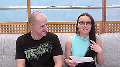 Nerdy brunette Wendy Moon sucks cock and gets her pussy eaten