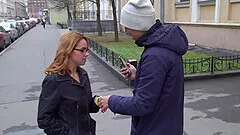 Karry Slot gets missionary fucked and cum sprayed while wearing glasses