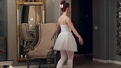 Redhead ballerina teen Athena Rayne gets a rough throat and pussy fuck